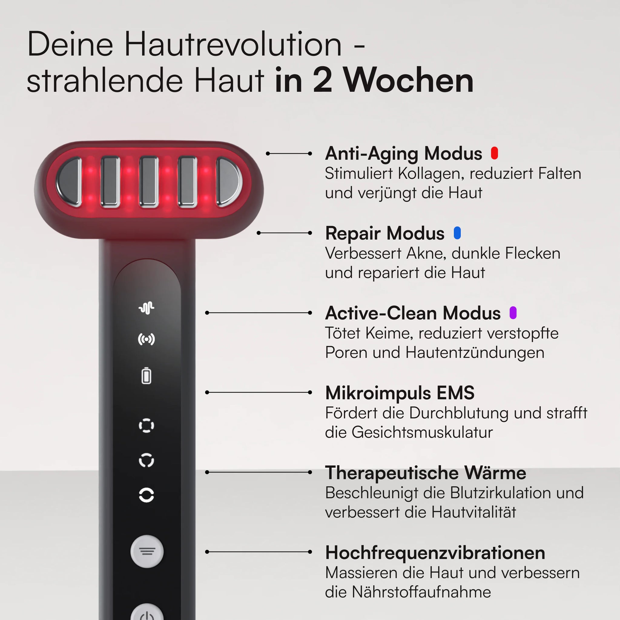 Starter-Set: 6-in-1-Lichttherapie Stab mit Renew & Clear Serum T01